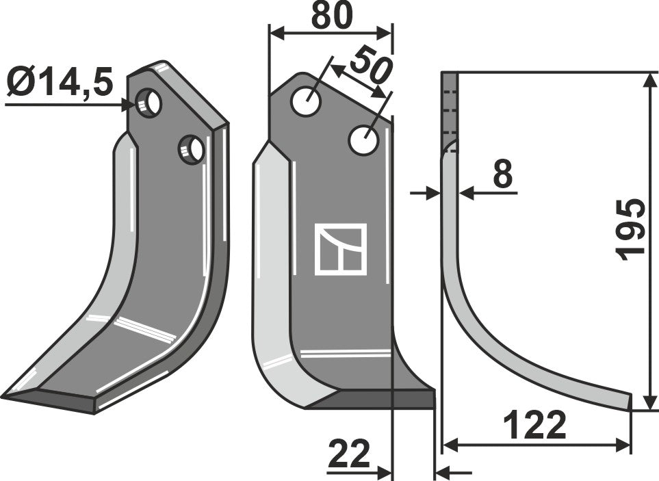 Blade 195x80mm, right