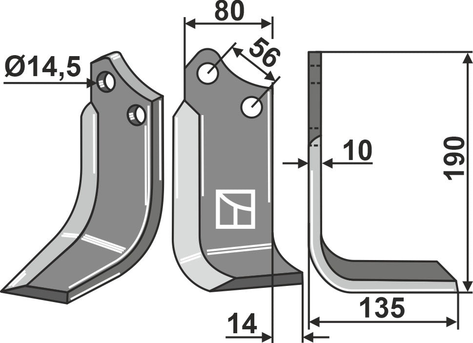 Blade 190x80mm, right
