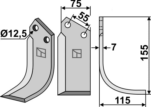 Blade 155x75mm, right