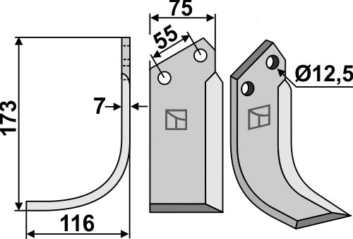 Blade 173x75mm, left