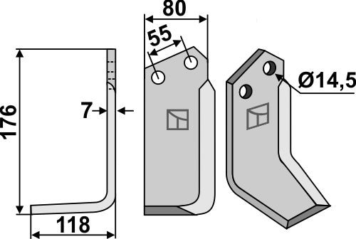 Blade 176x80mm, left