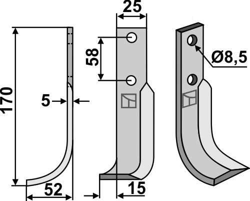 Blade 170x25mm, left