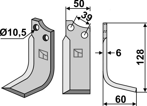 Blade 128x50mm, right