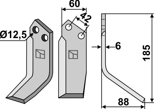 Blade 185x60mm, right