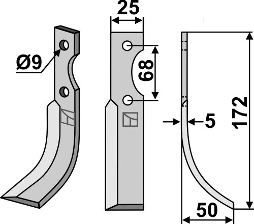 Blade 172x25mm, right