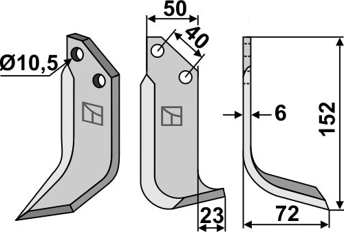 Blade 152x50mm, right