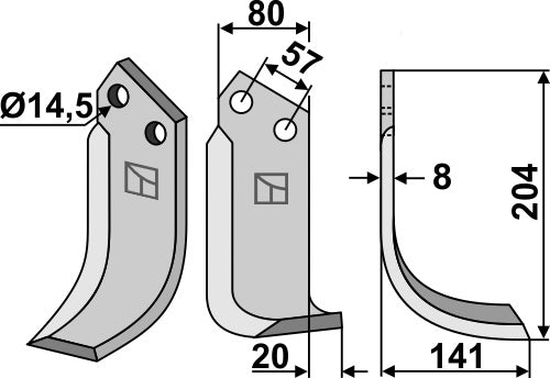 Blade 204x80mm, right