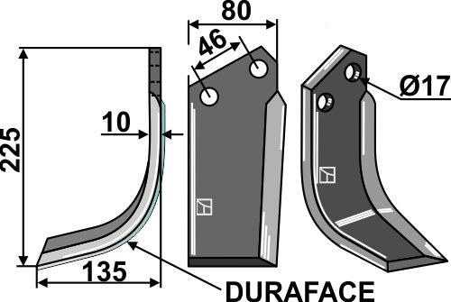 Blade DURAFACE 225x80mm, left