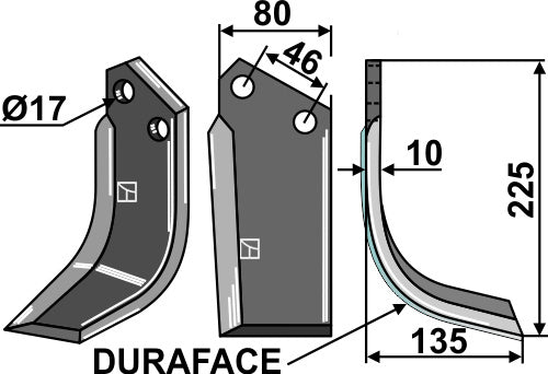 Blade DURAFACE 225x80mm, right
