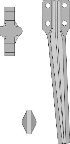 Tine for rotary harrows 330mm, left