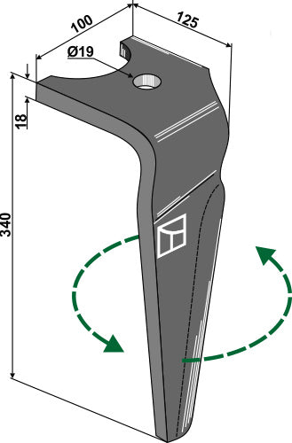 Tine for rotary harrows, left