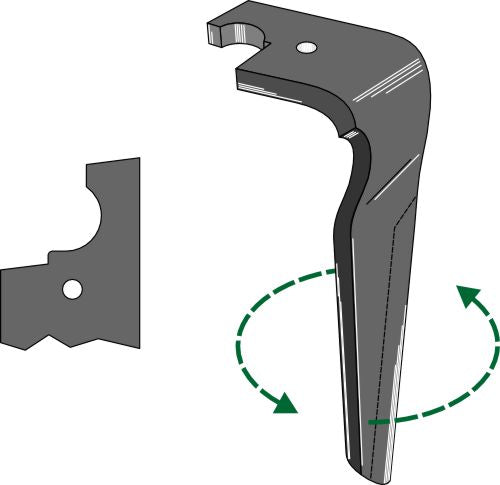 Tine for rotary harrows, left model