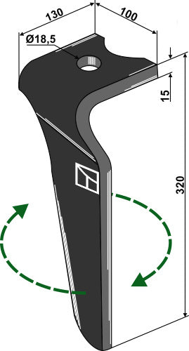 Tine for rotary harrows, right