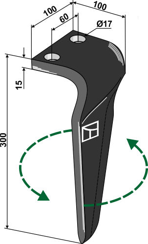 Tine for rotary harrows, left
