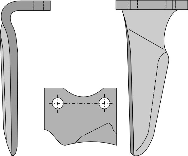 Tine for rotary harrows 330mm, right