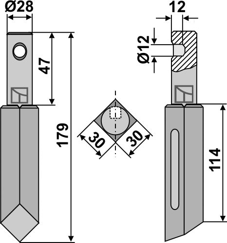 Rotary tine 179mm