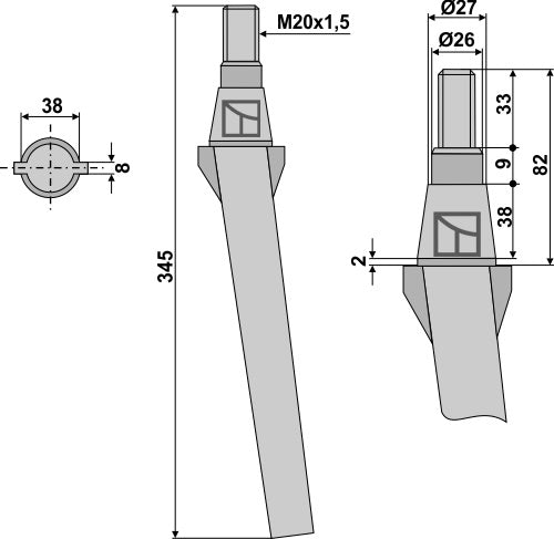 Tine for rotary harrows