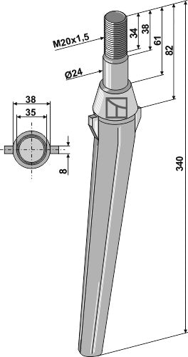 Tine for rotary harrows