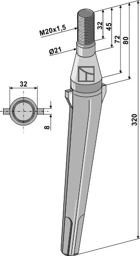 Tine for rotary harrows