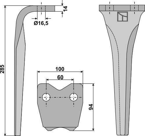 Tine for rotary harrows