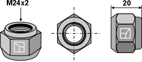 self-locking nut - cone-shaped - M24x2 - 8.8