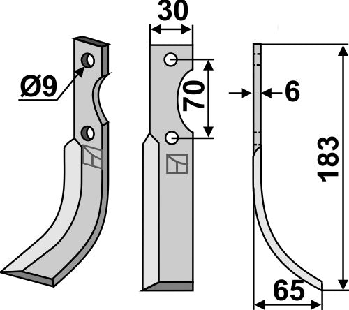 Blade 183x30mm, right