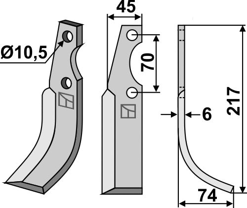 Blade 217x45mm, right