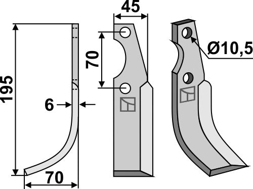 Blade 195x45mm, left