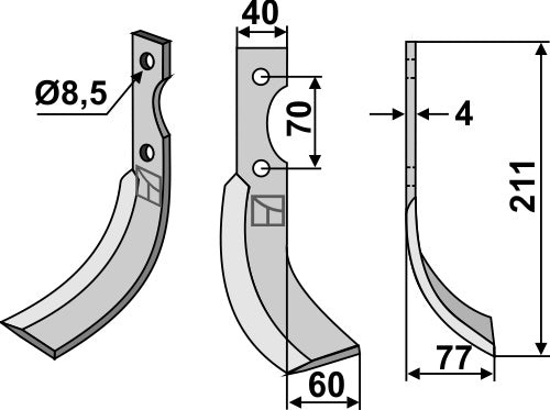 Blade 211x40mm, right