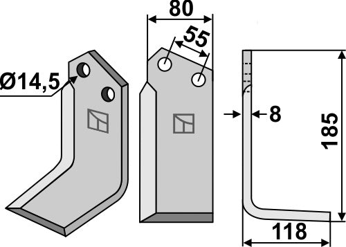 Blade 185x80mm, right