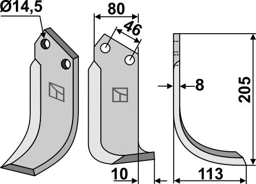 Blade 205x80mm, right