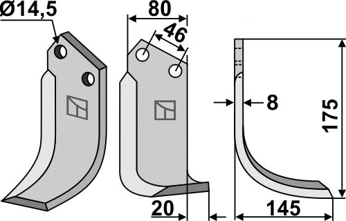 Blade 175x80mm, right