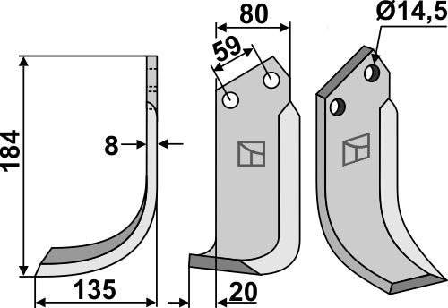 Blade 184x80mm, left