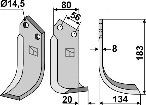 Blade 183x80mm, right