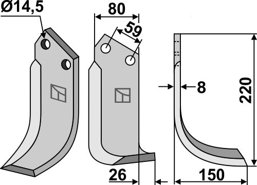 Blade 220x80mm, right