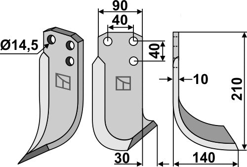 Blade 210x90mm, right