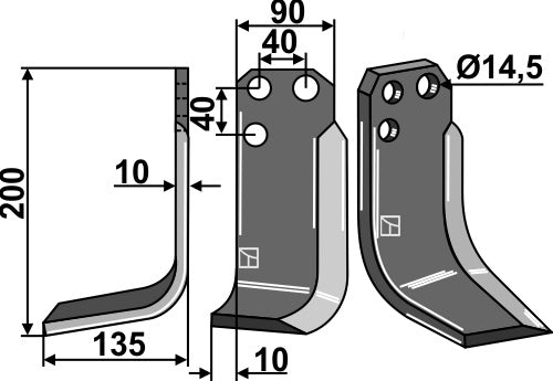 Blade 200x90mm, left