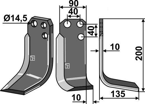 Blade 200x90mm, right