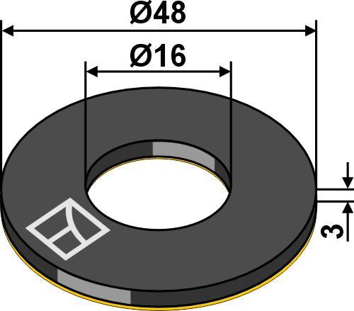 Damper washer Ø48x3xØ16 - EPDM self-adhesive