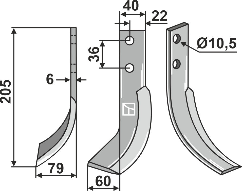 Blade 205x40mm, left