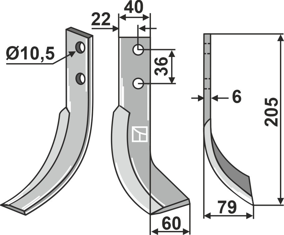 Blade 205x40mm, right
